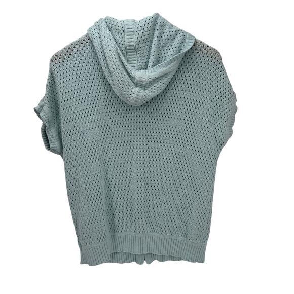 Eddie Bauer Hoodie Womens XL Linen Cotton Open Pointelle Knit Full Zip Sweater - Picture 3 of 7